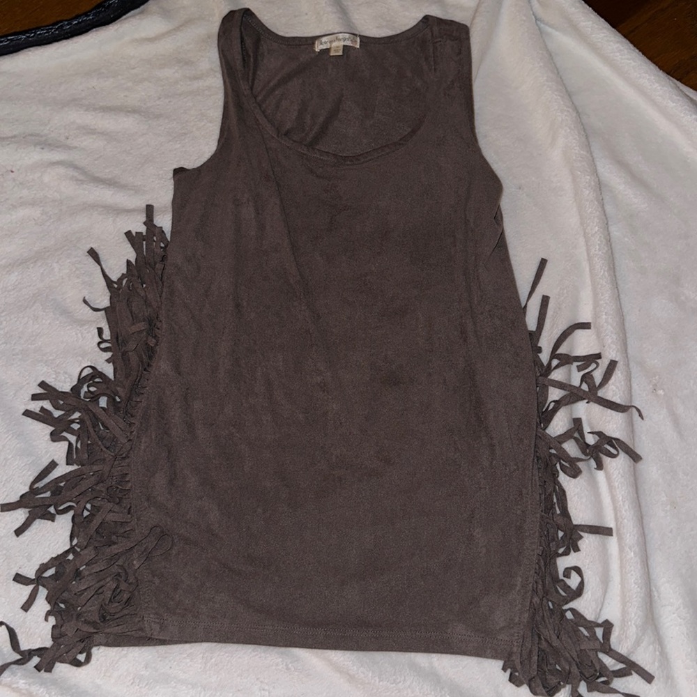 Fringe tank, suede, open on both sides